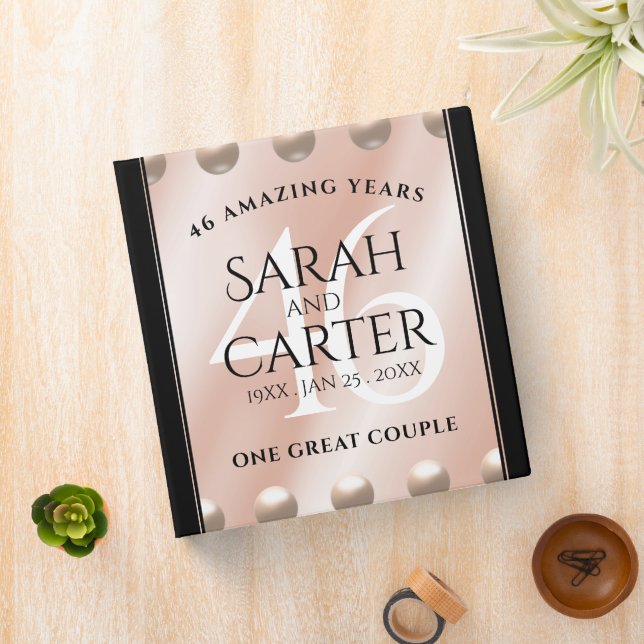 Elegant 46th Pearl Wedding Anniversary Celebration Binder (In Situ)