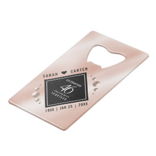 Elegant 46th Pearl Wedding Anniversary Celebration Credit Card Bottle Opener