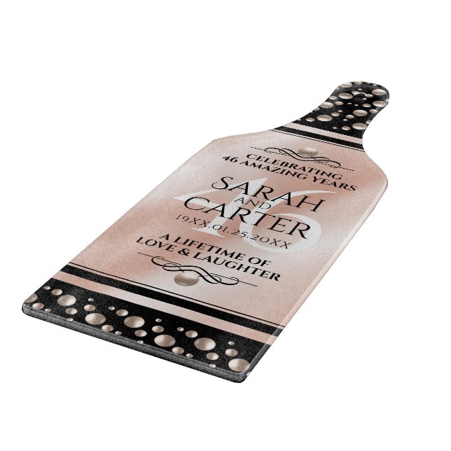 Elegant 46th Pearl Wedding Anniversary Celebration Cutting Board (Corner)