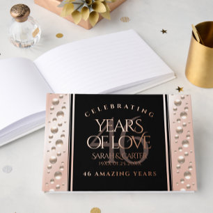 Elegant 46th Pearl Wedding Anniversary Celebration Guest Book