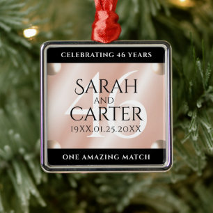 Elegant 46th Pearl Wedding Anniversary Celebration Metal Ornament