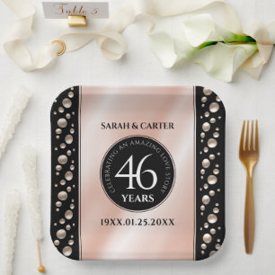 Elegant 46th Pearl Wedding Anniversary Celebration Paper Plate