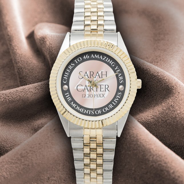 Elegant 46th Pearl Wedding Anniversary Celebration Watch (Elegant 46th Pearl Wedding Anniversary Wristwatch Cover Photo)
