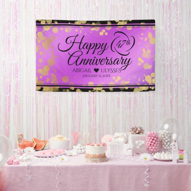 Elegant 47th Amethyst Wedding Anniversary Banner (Party)