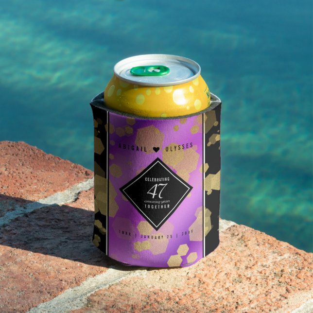 Elegant 47th Amethyst Wedding Anniversary Can Cooler (In Situ Pool)