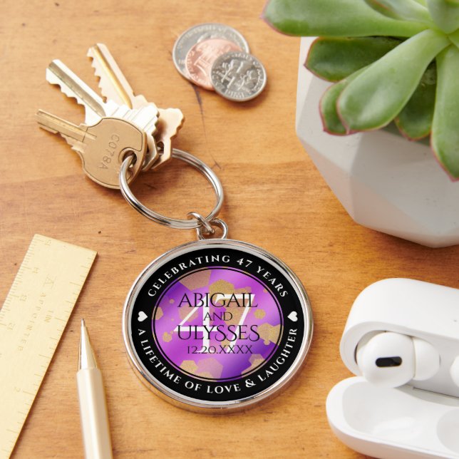 Elegant 47th Amethyst Wedding Anniversary Keychain (Desk)