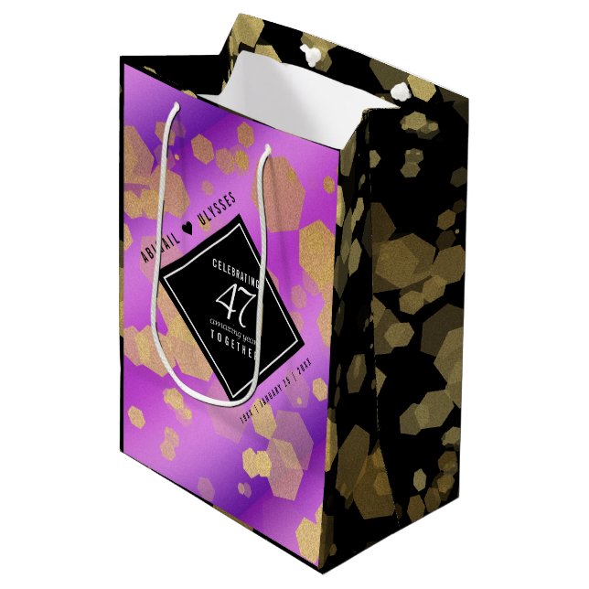Elegant 47th Amethyst Wedding Anniversary Medium Gift Bag (Front Angled)