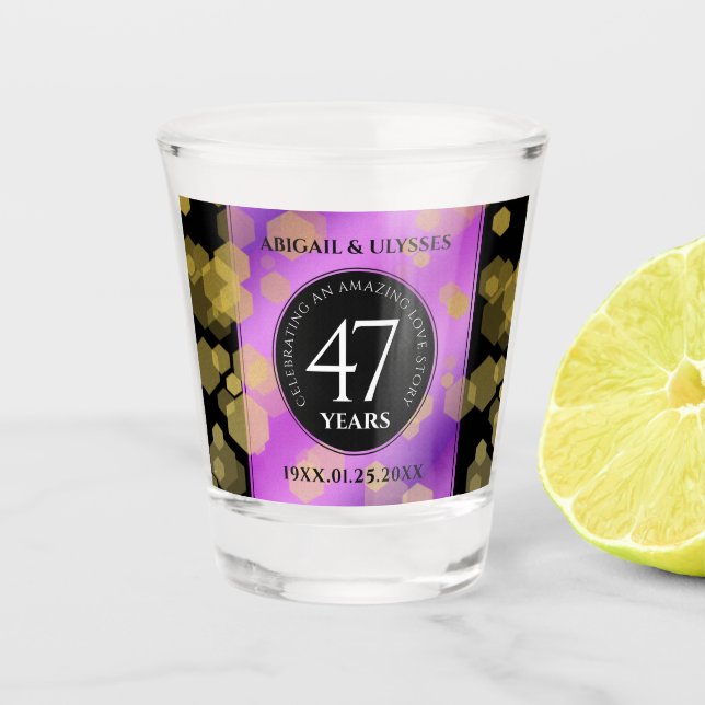 Elegant 47th Amethyst Wedding Anniversary Shot Glass (Front)