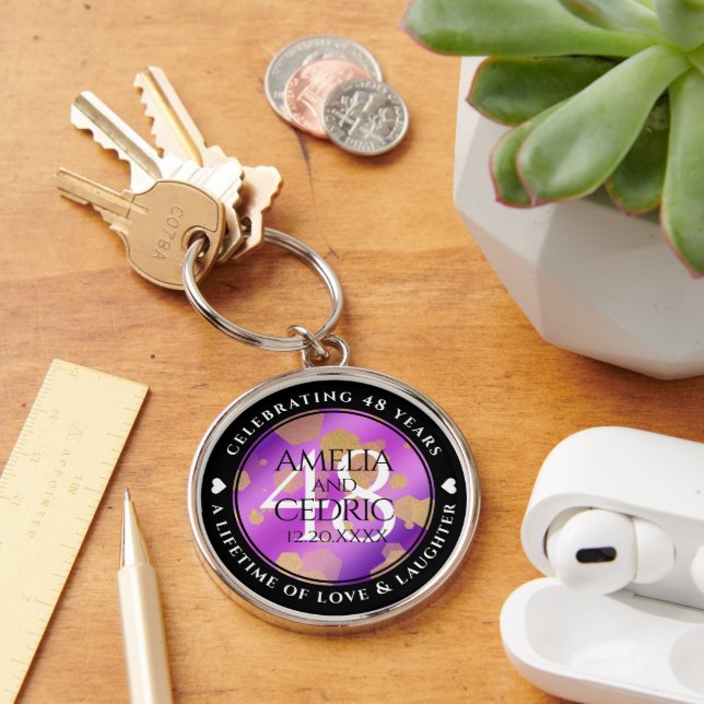 Elegant 48th Amethyst Wedding Anniversary Keychain (Desk)