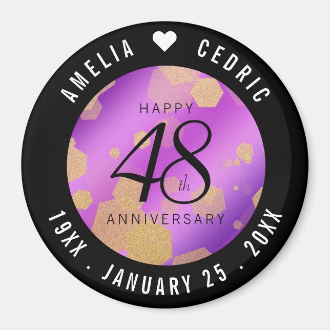 Elegant 48th Amethyst Wedding Anniversary Magnet (Front)