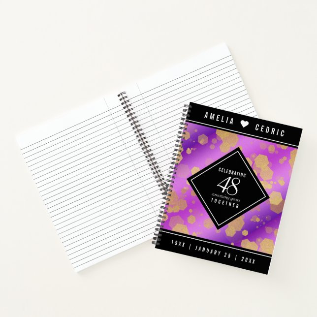 Elegant 48th Amethyst Wedding Anniversary Notebook (Inside)