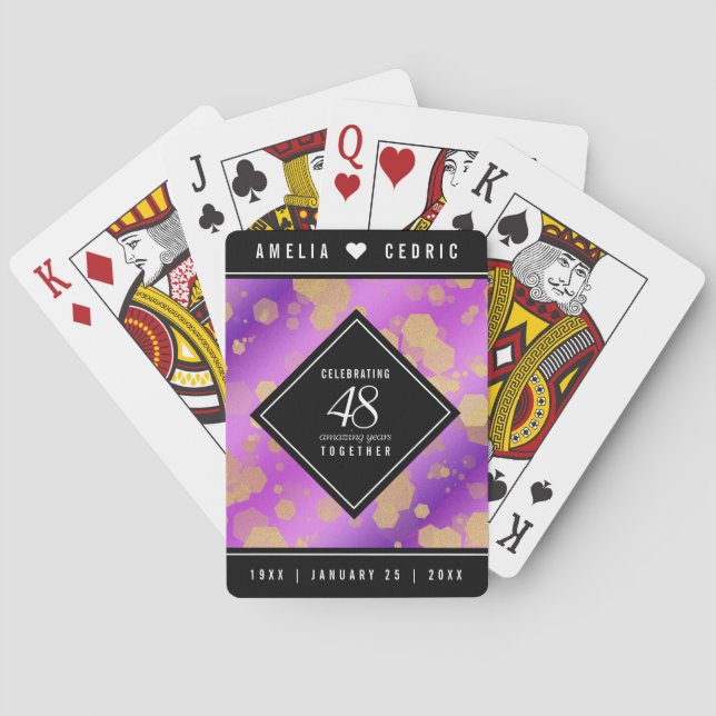 Elegant 48th Amethyst Wedding Anniversary Playing Cards (Back)