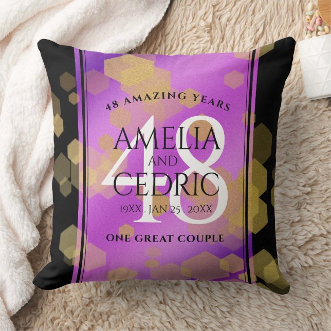 Elegant 48th Amethyst Wedding Anniversary Throw Pillow (Blanket)