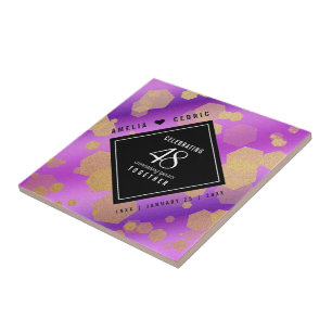 Elegant 48th Amethyst Wedding Anniversary Tile