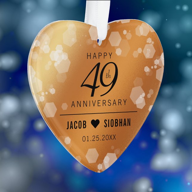 Élégant 49e anniversaire Mariage de cuivre acryliq (Elegant 49th Copper Wedding Anniversary Acrylic Ornament Cover Photo.)