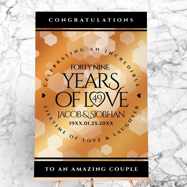 Élégant 49ème anniversaire de Mariage de cuivre (Elegant 49th Copper Wedding Anniversary Acrylic Sign Cover Photo)