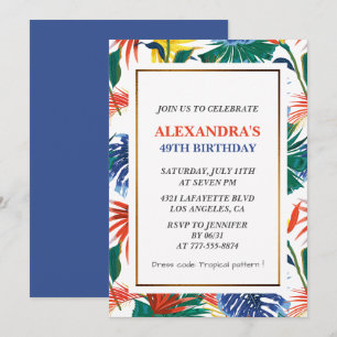 Elegant 49th birthday invitations Tropical Floral