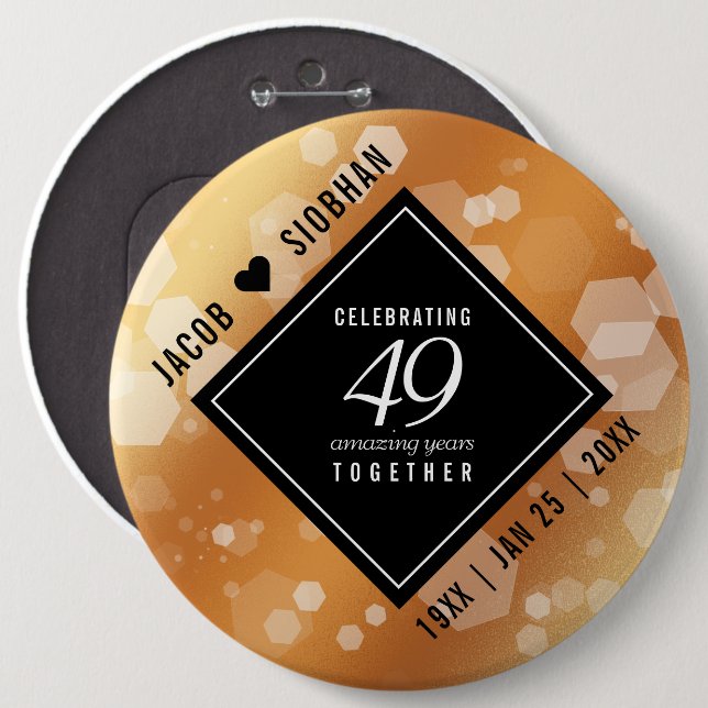 Elegant 49th Copper Wedding Anniversary 6 Inch Round Button (Front & Back)
