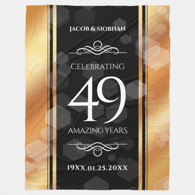 Elegant 49th Copper Wedding Anniversary Fleece Blanket (Front)