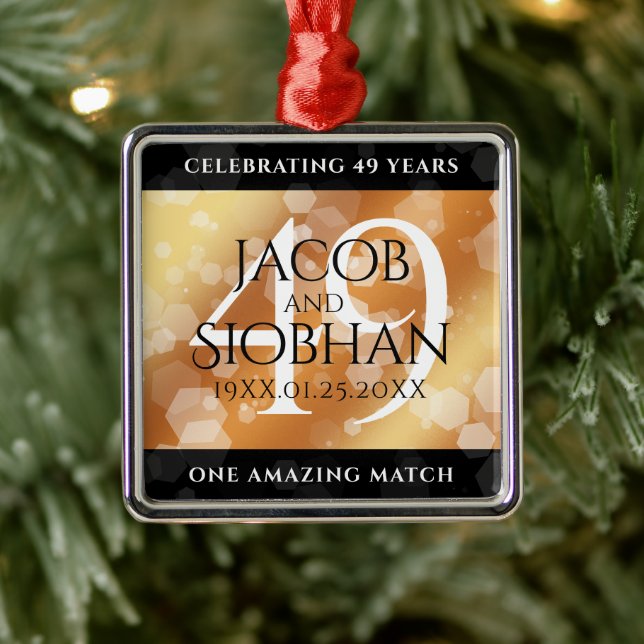 Elegant 49th Copper Wedding Anniversary Metal Ornament (Tree)