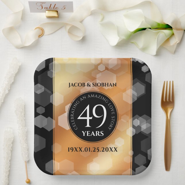 Elegant 49th Copper Wedding Anniversary Paper Plate (Wedding)
