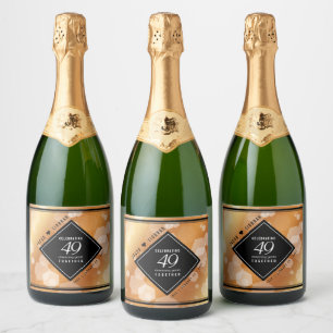 Elegant 49th Copper Wedding Anniversary Sparkling Wine Label