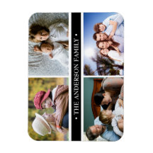 Elegant 4 Photo Collage Black Stripe