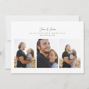 elegant 4 photo collage script calligraphy wedding save the date