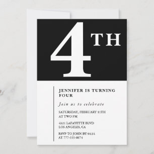 Elegant 4th birthday invitation Black Chic Girl