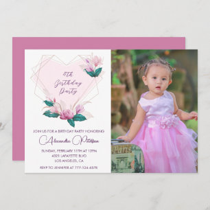 Elegant 4th birthday invitations Floral Photo