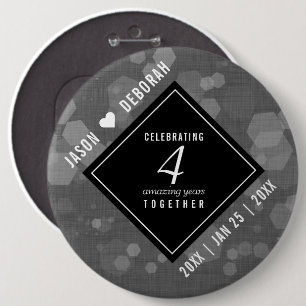 Elegant 4th Linen Wedding Anniversary Celebration 6 Inch Round Button