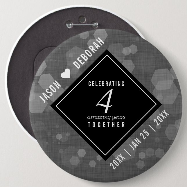 Elegant 4th Linen Wedding Anniversary Celebration 6 Inch Round Button (Front & Back)