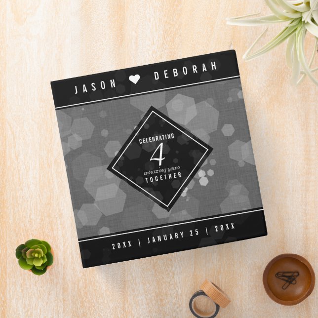 Elegant 4th Linen Wedding Anniversary Celebration Binder (In Situ)