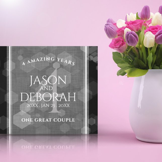 Elegant 4th Linen Wedding Anniversary Celebration Canvas Print (Creator Uploaded)