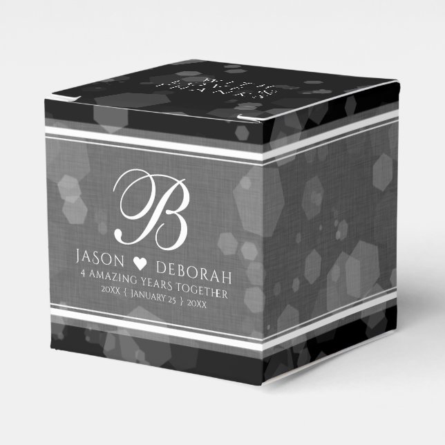 Elegant 4th Linen Wedding Anniversary Celebration Favor Box (Front Side)