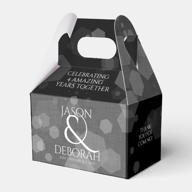 Elegant 4th Linen Wedding Anniversary Celebration Favor Box (Front Side)