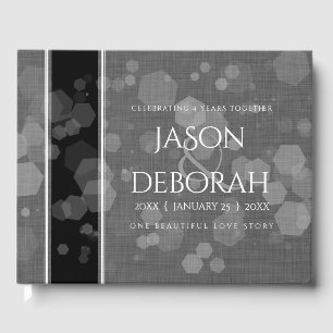 Elegant 4th Linen Wedding Anniversary Celebration Guest Book