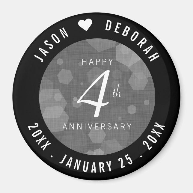 Elegant 4th Linen Wedding Anniversary Celebration Magnet (Front)