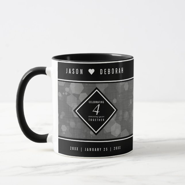 Elegant 4th Linen Wedding Anniversary Celebration Mug (Left)