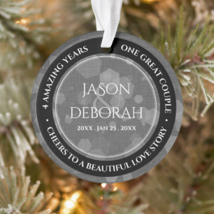 Elegant 4th Linen Wedding Anniversary Celebration Ornament
