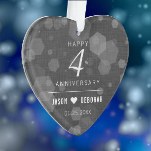 Elegant 4th Linen Wedding Anniversary Celebration Ornament