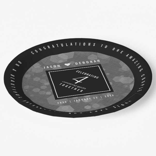 Elegant 4th Linen Wedding Anniversary Celebration Paper Plate (Angled)