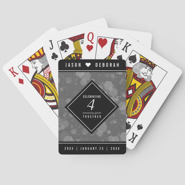 Elegant 4th Linen Wedding Anniversary Celebration Playing Cards (Back)