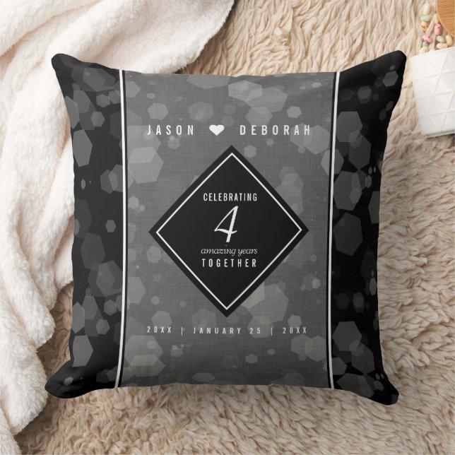 Elegant 4th Linen Wedding Anniversary Celebration Throw Pillow (Blanket)