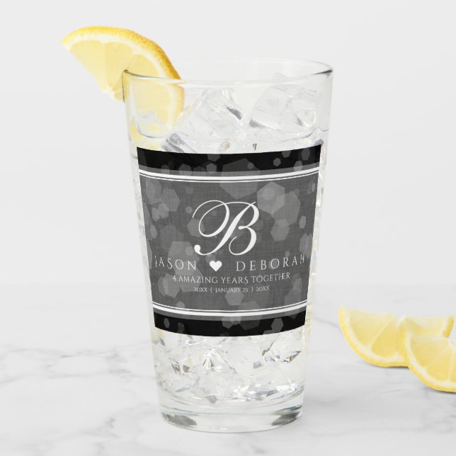 Elegant 4th Linen Wedding Anniversary Glass (Front Ice)