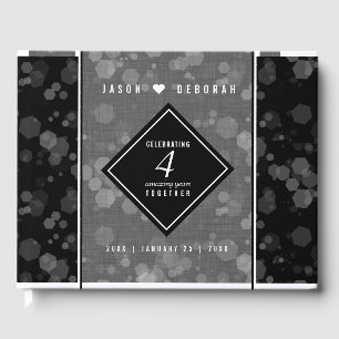 Elegant 4th Linen Wedding Anniversary Guest Book