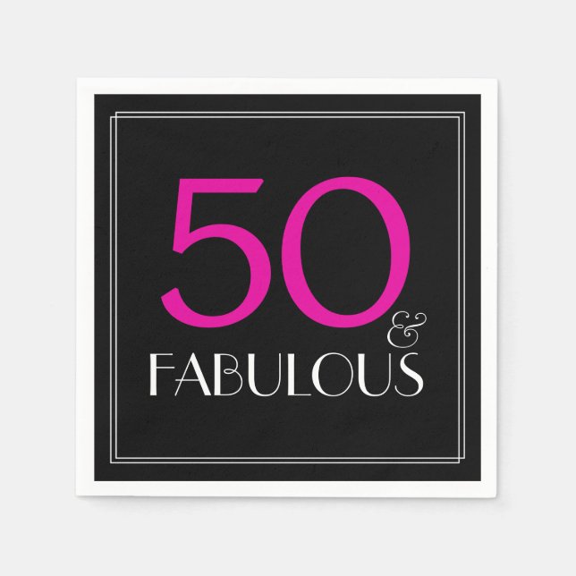Elegant 50 and Fabulous Birthday Party Napkin (Front)