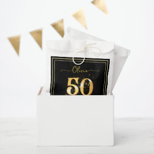 Elegant 50 and Fabulous Gold Black Favour Bag