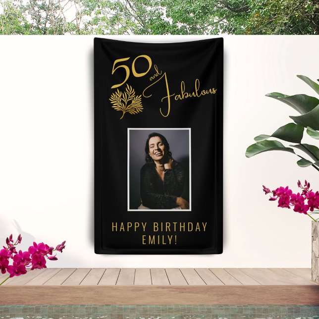 Elegant 50 and Fabulous Twigs 50th Birthday Photo Banner (Creator Uploaded)
