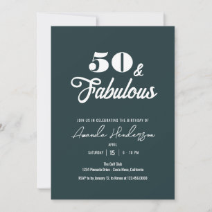 Elegant 50 and Fabulous Womens Birthday Invitation